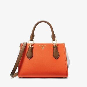 MK Selma Medium Color Block Leather Satchel Orange